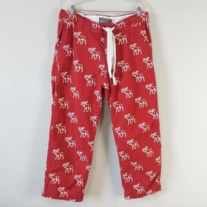 Abercrombie & Fitch Red Moose Print Flannel Cotton Pajama Lounge Pant Medium
